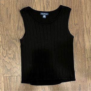 Vintage Sleeveless Ribbed Sweater Top Black Evan-Picone Size Medium